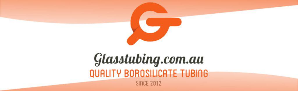 Banner featuring the Glasstubing.com.au logo, emphasizing quality borosilicate tubing since 2012, in orange and white color scheme.